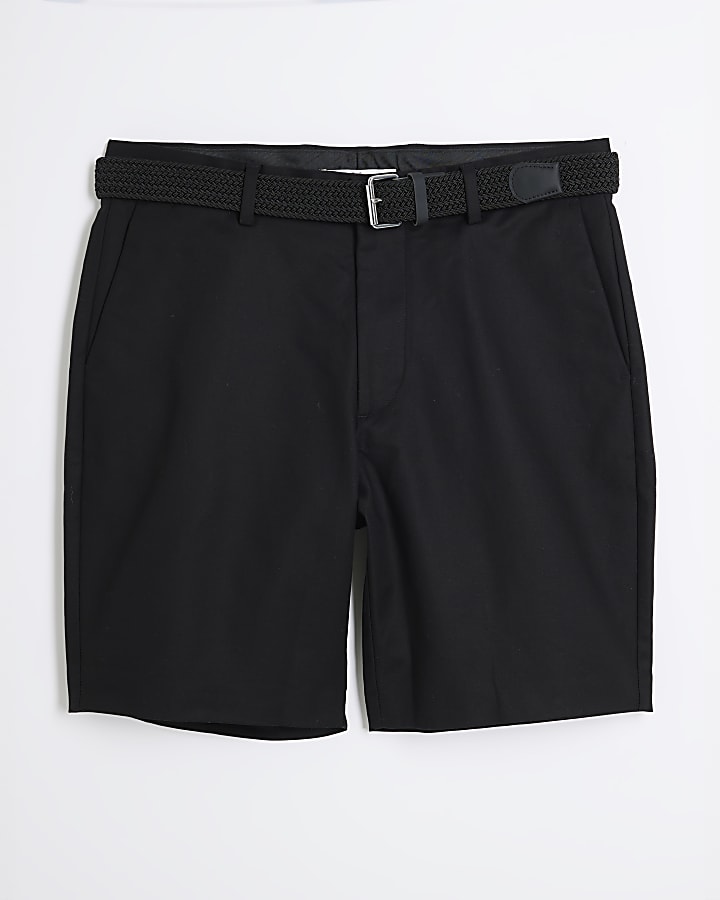 Black Belted Chino Shorts