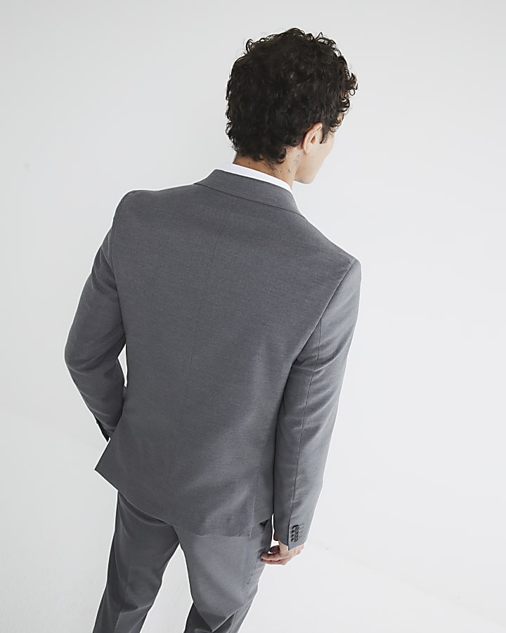 Grey Stretch Skinny Suit Jacket