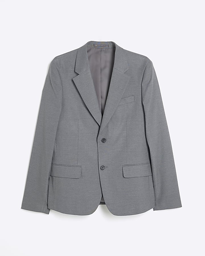 Grey Stretch Skinny Suit Jacket