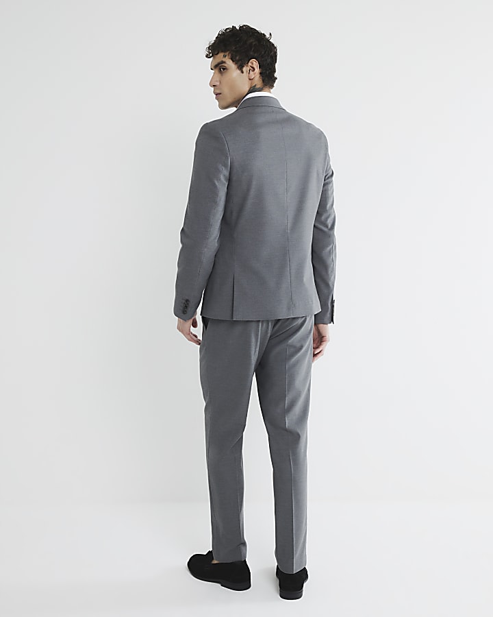 Grey Stretch Skinny Fit Suit Trousers