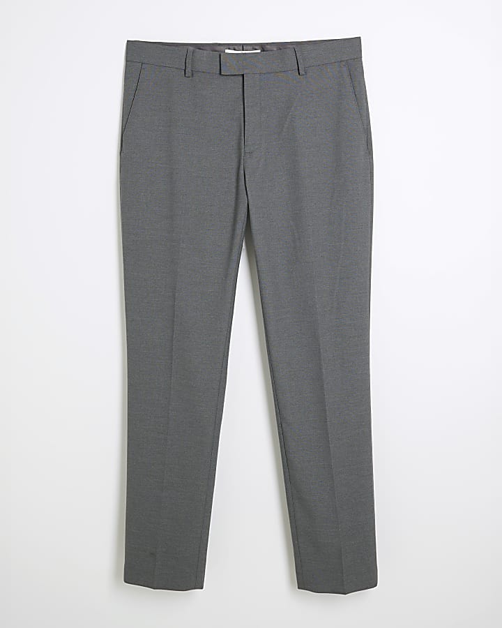 Grey Stretch Skinny Fit Suit Trousers