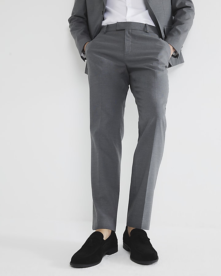 Grey Stretch Skinny Fit Suit Trousers