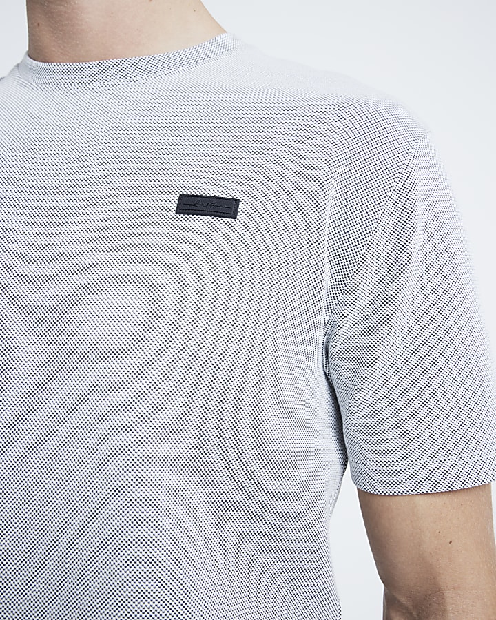 Grey Slim Fit Pique T-Shirt