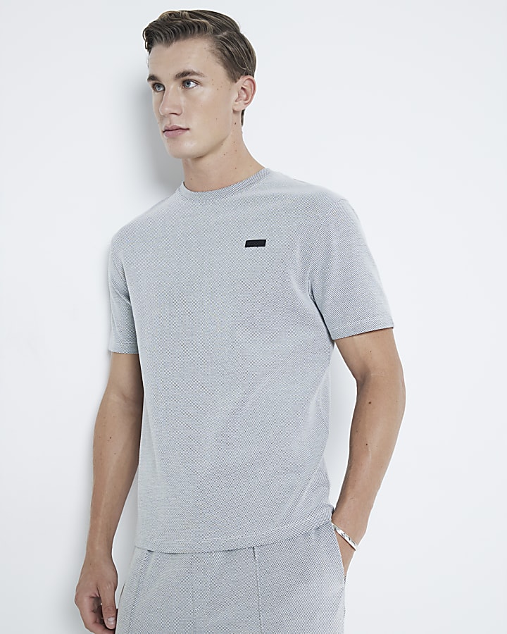 Grey Slim Fit Pique T-Shirt