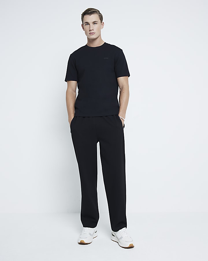 Black Slim Fit Pique T-Shirt