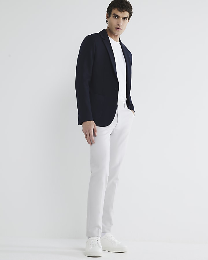 Navy Slim Fit Jersey Blazer