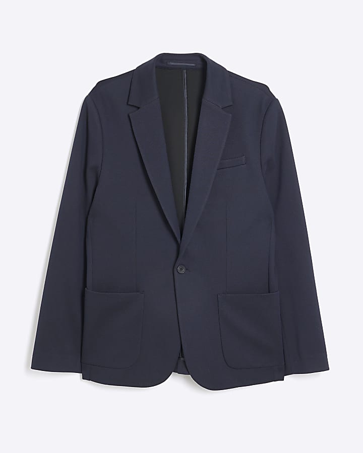 Navy Slim Fit Jersey Blazer