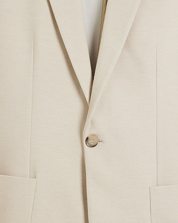 Beige Slim Fit Jersey Blazer