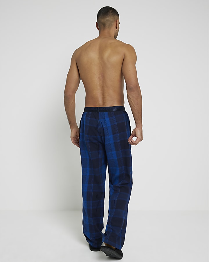 Blue Woven Check Pyjama Trousers