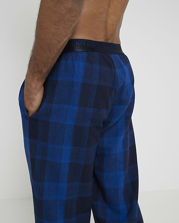 Blue Woven Check Pyjama Trousers