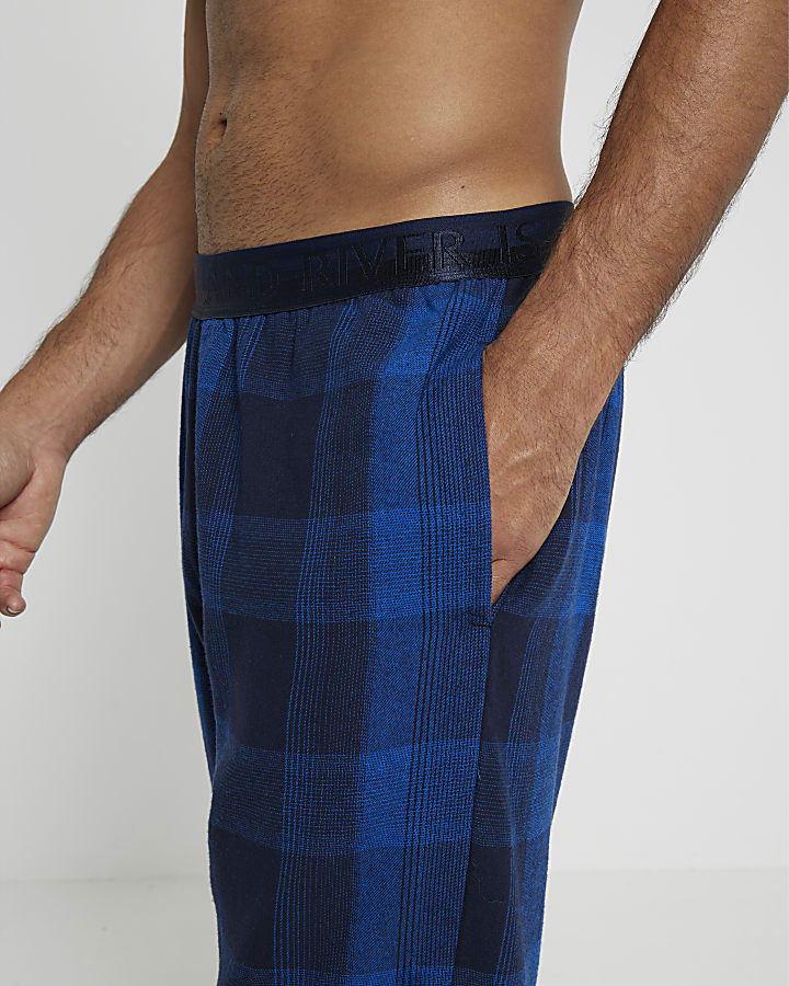 Blue Woven Check Pyjama Trousers