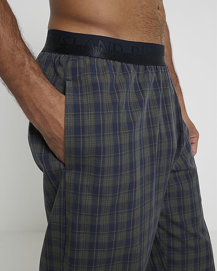 Green Woven Check Pyjama Trousers