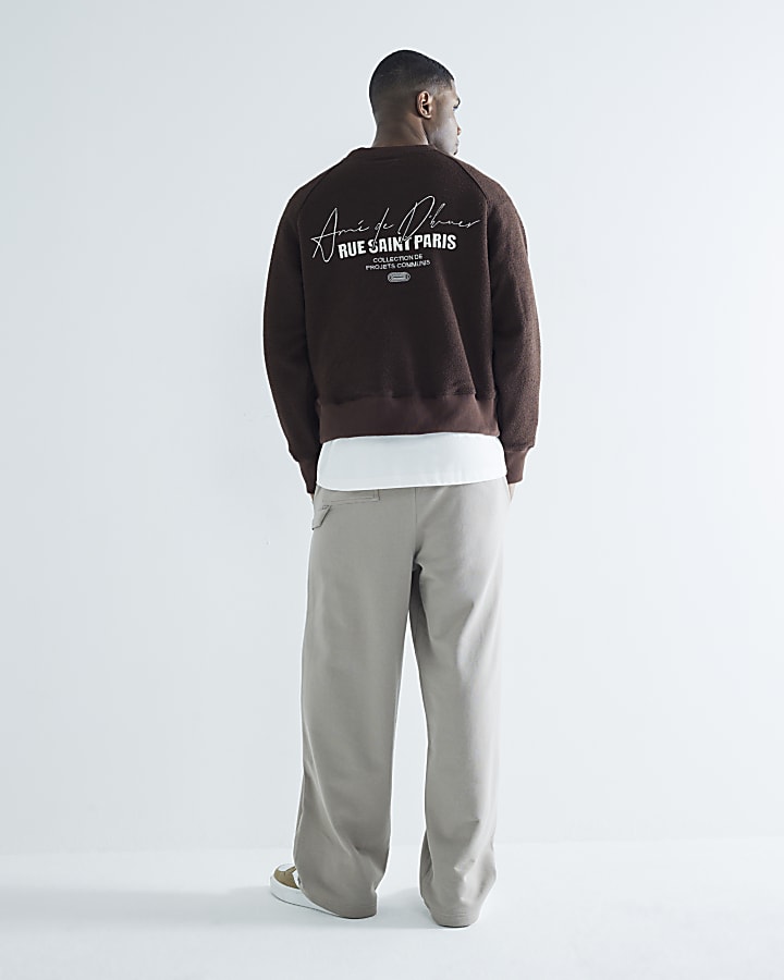 Brown Heavyweight Textured Graphic Sweatshirt