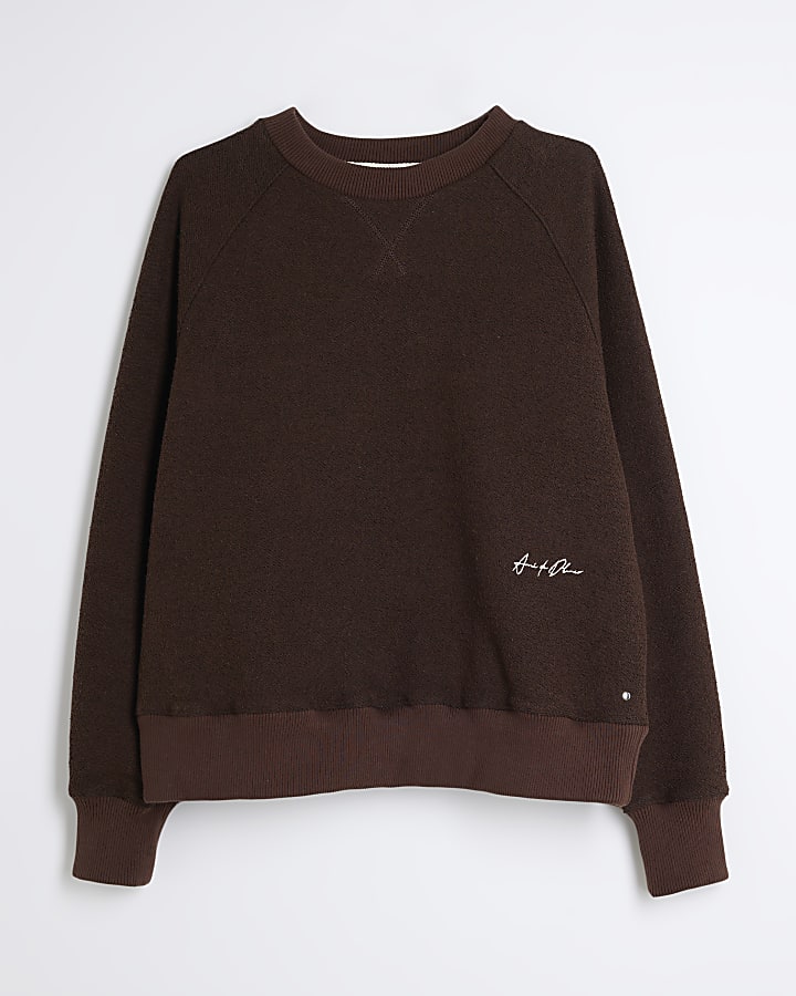 Brown Heavyweight Textured Graphic Sweatshirt