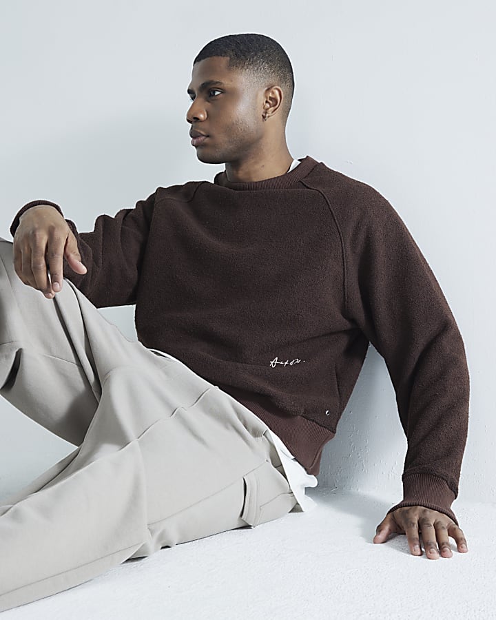 Brown Heavyweight Textured Graphic Sweatshirt