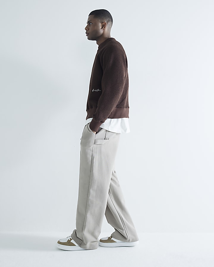 Brown Heavyweight Textured Graphic Sweatshirt