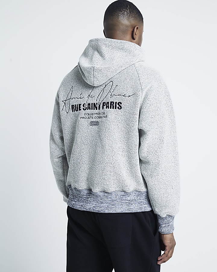 Grey Long Sleeved Textured Hoodie