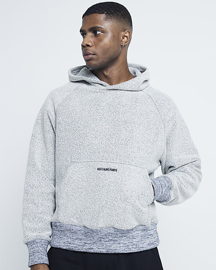 Grey Long Sleeved Textured Hoodie