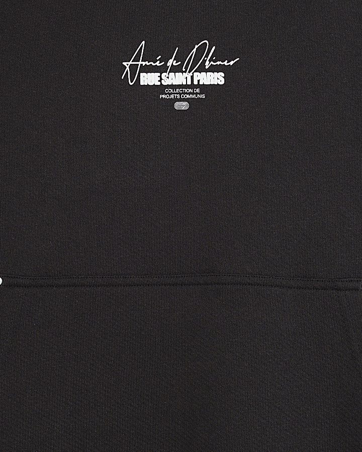 Black Long Sleeved Textured Hoodie
