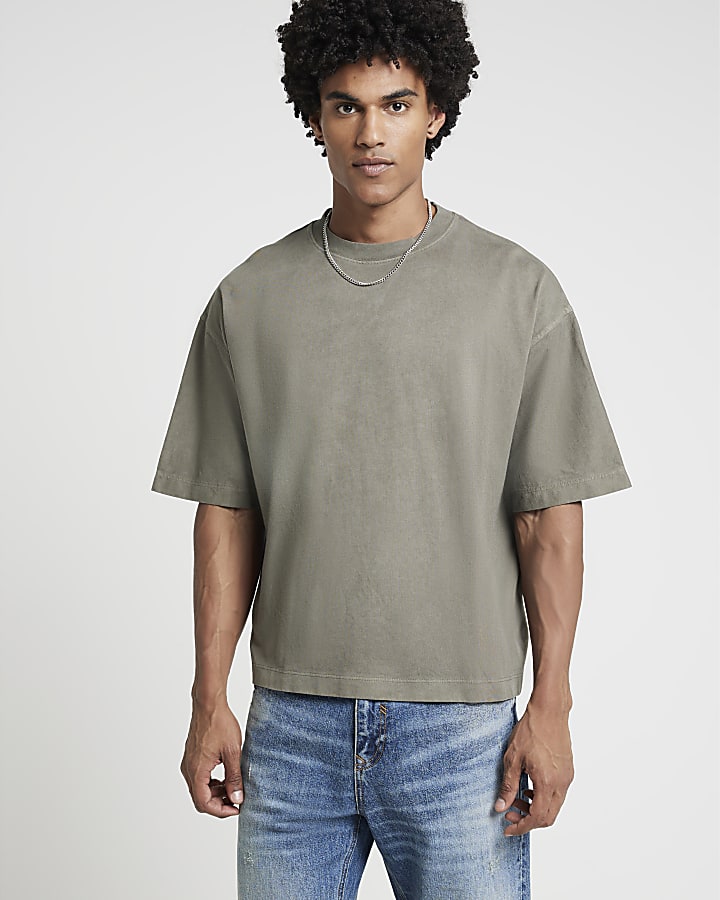 Green boxy fit washed t-shirt