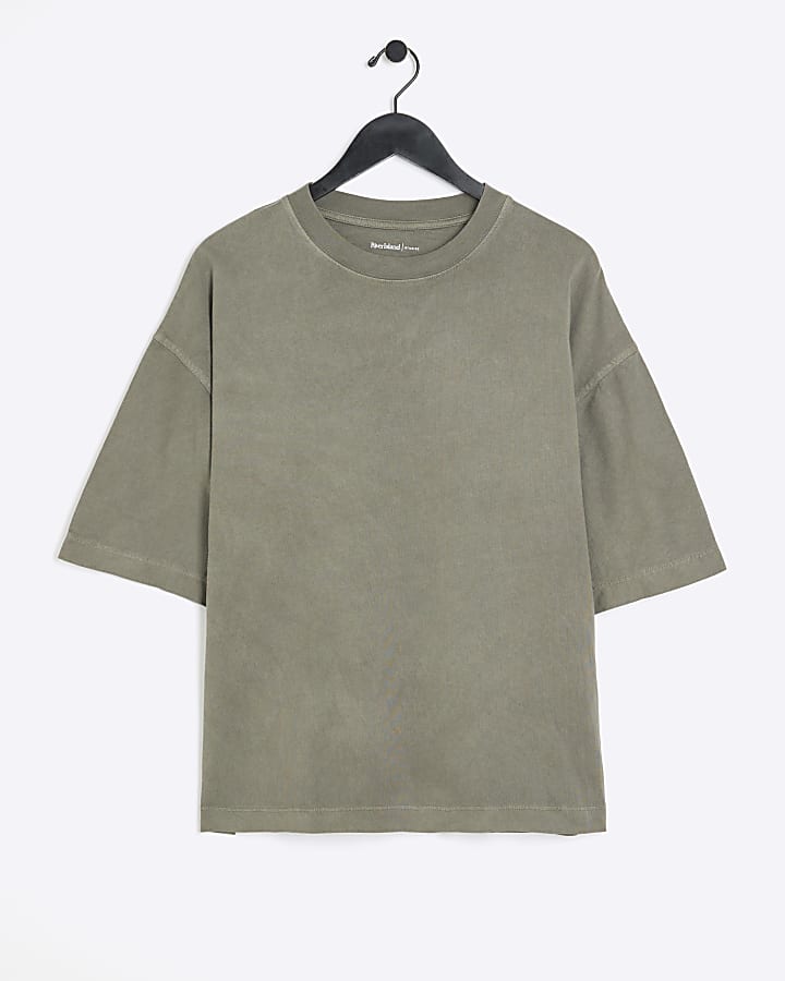 Green boxy fit washed t-shirt