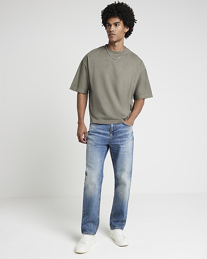 Green boxy fit washed t-shirt