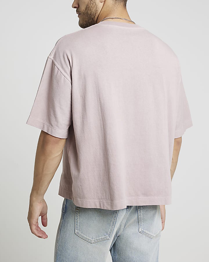 Pink boxy fit washed t-shirt