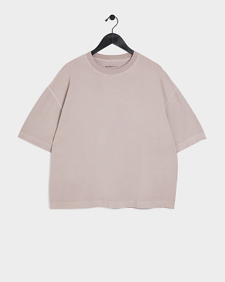 Pink boxy fit washed t-shirt