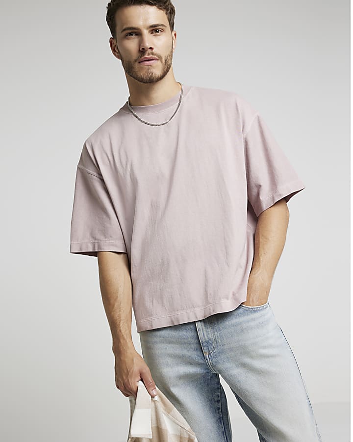 Pink boxy fit washed t-shirt