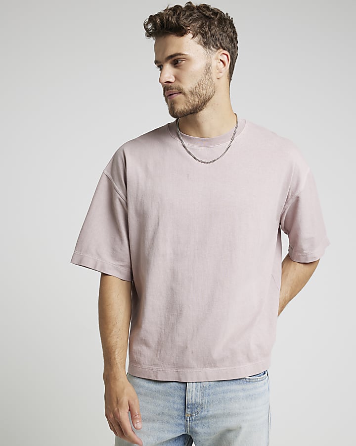 Pink boxy fit washed t-shirt