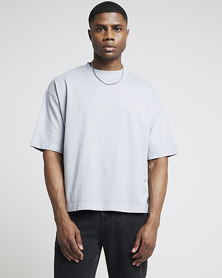 Washed blue boxy fit t-shirt