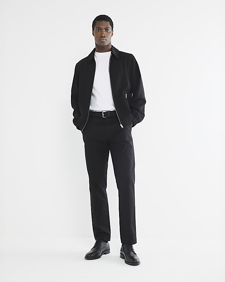 Black Slim Fit Belted Chino Trousers