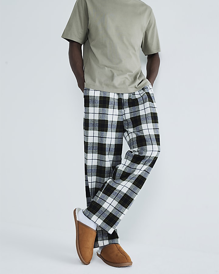 Green Woven T-Shirt And Check Pyjama Set