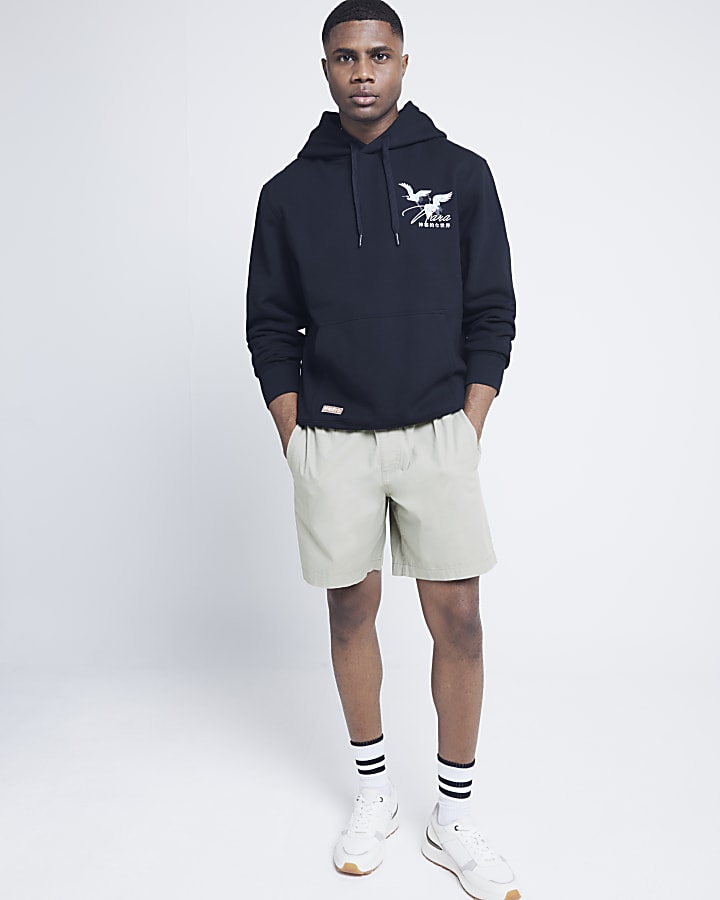 Grey regular fit textured pull on shorts