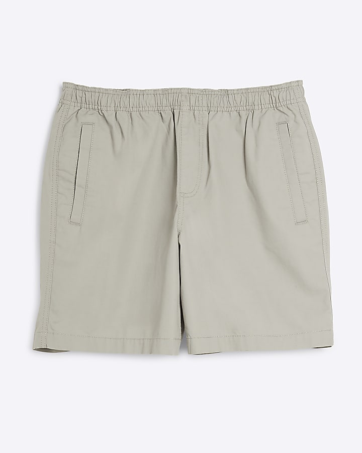 Grey regular fit textured pull on shorts