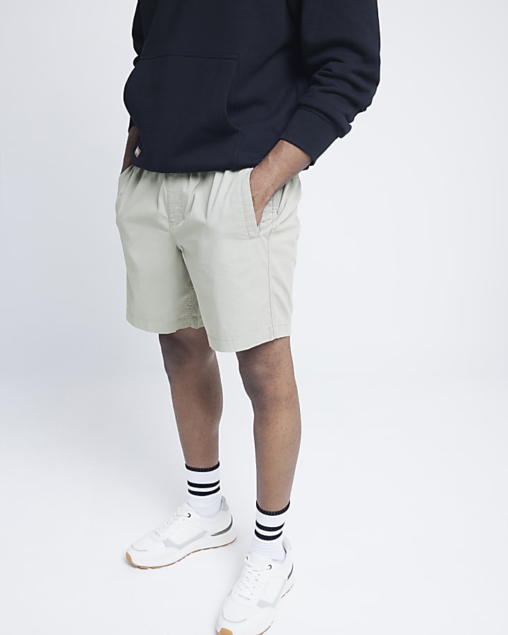 Grey regular fit textured pull on shorts