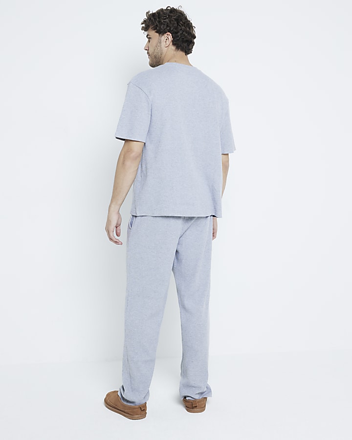 Grey Waffle T-Shirt And Trousers Pyjamas Set