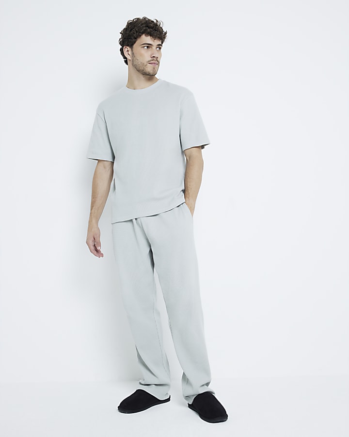 Green Waffle T-Shirt And Trousers Pyjamas Set