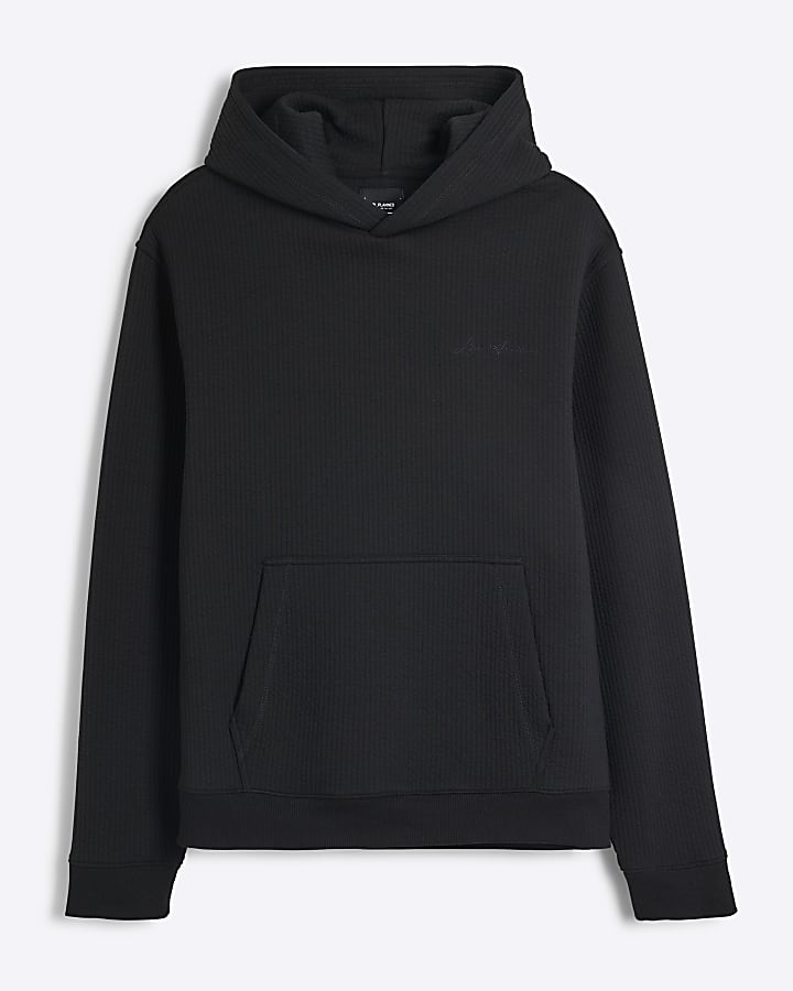 Black Quilted Hoodie