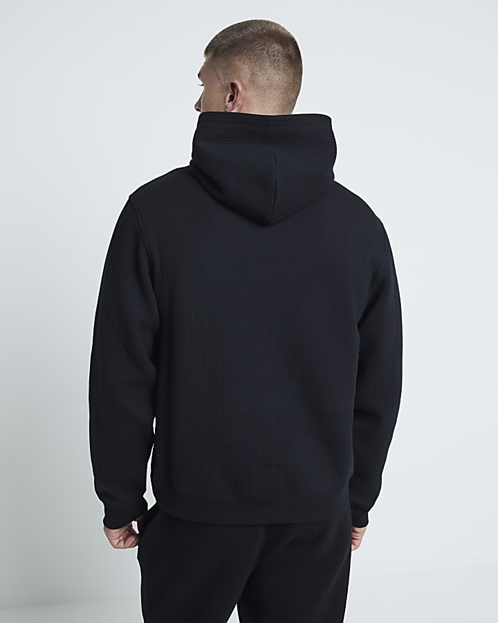 Black Quilted Hoodie