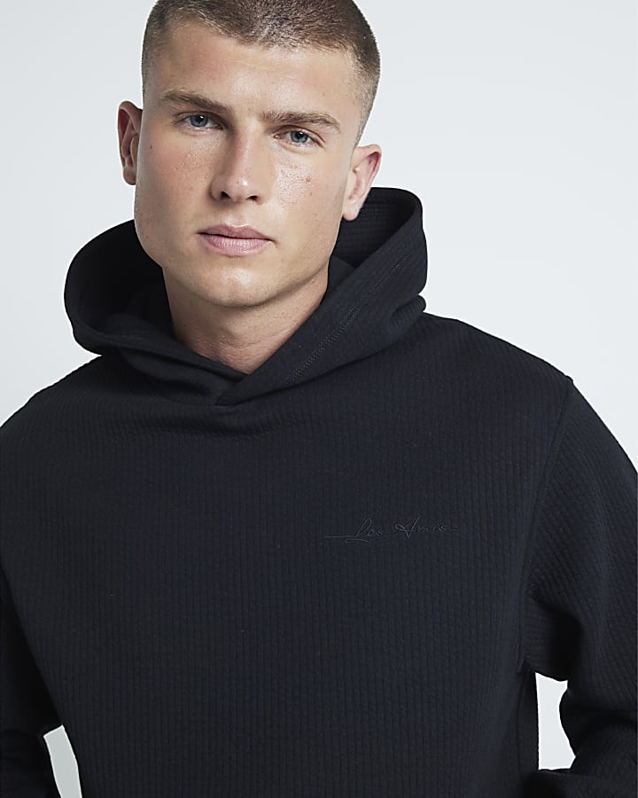 Black Quilted Hoodie