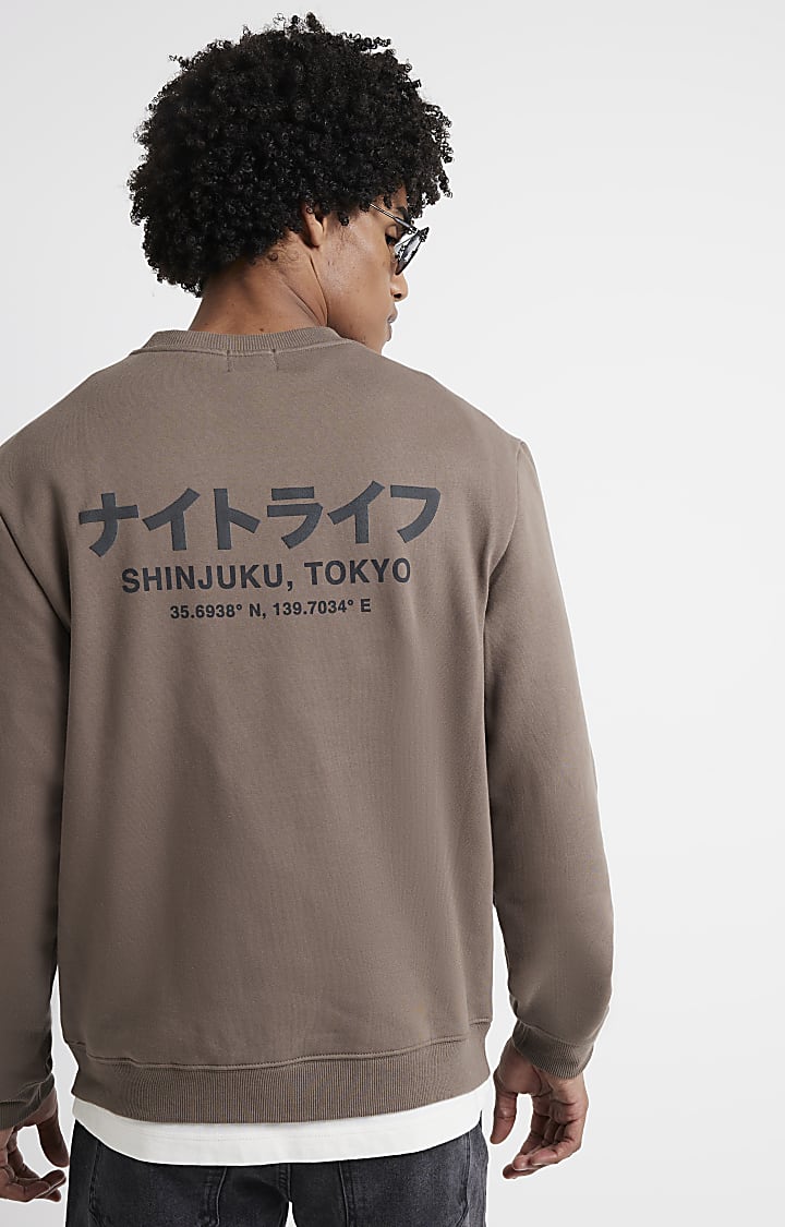 Stone regular fit Japanese graphic sweatshirt