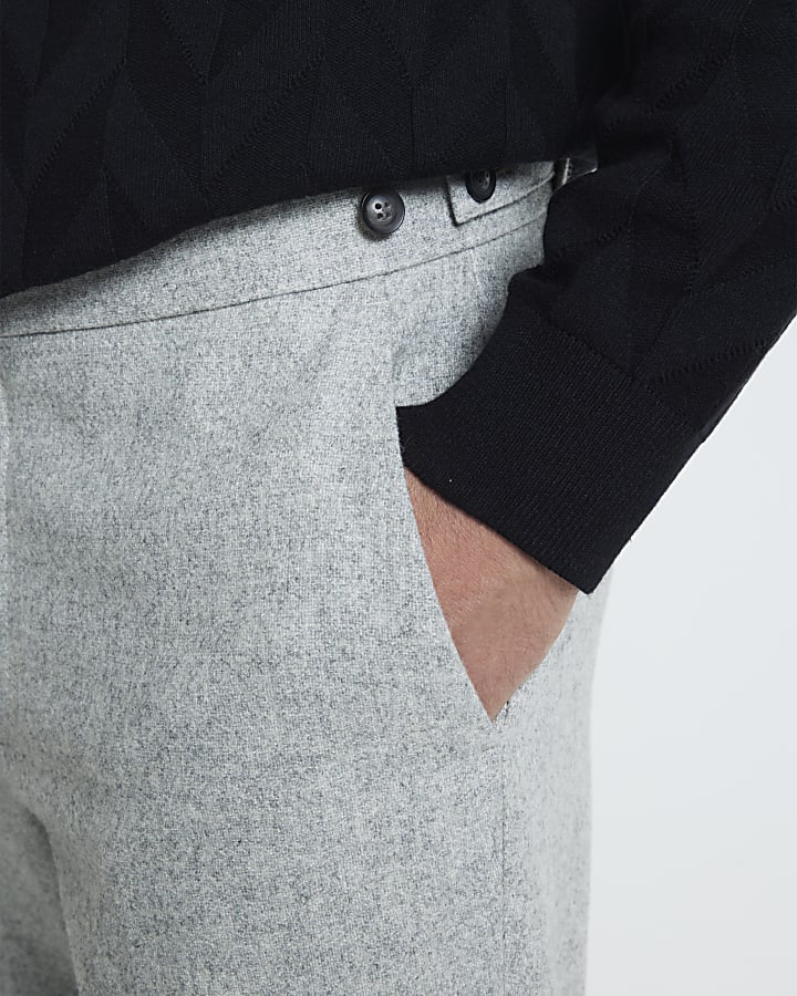 Grey Wool Suit Trousers