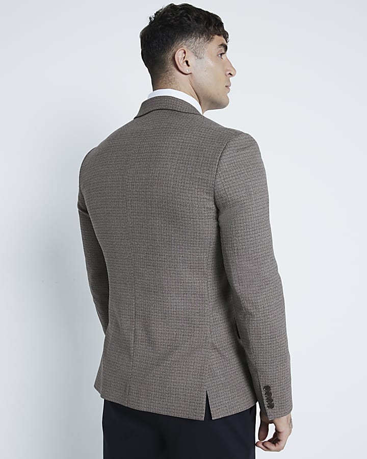 Brown Microcheck Suit Jacket