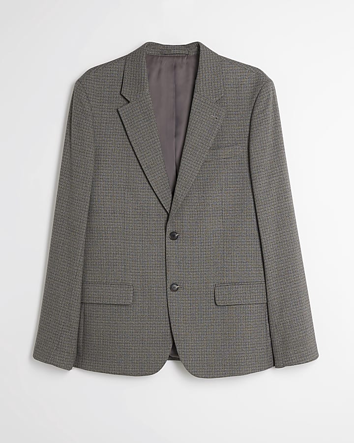 Brown Microcheck Suit Jacket