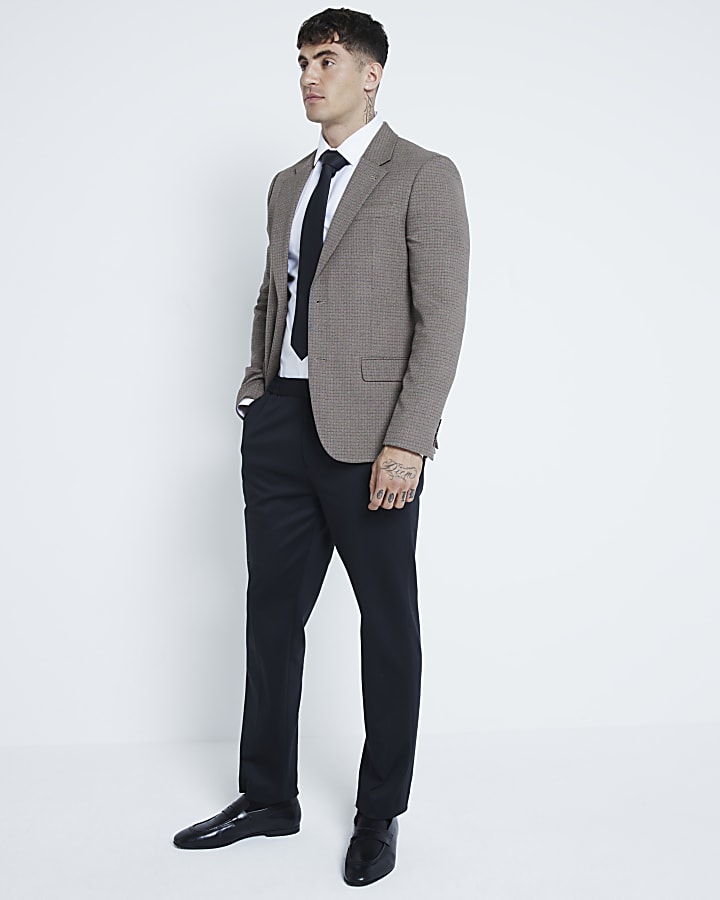 Brown Microcheck Suit Jacket