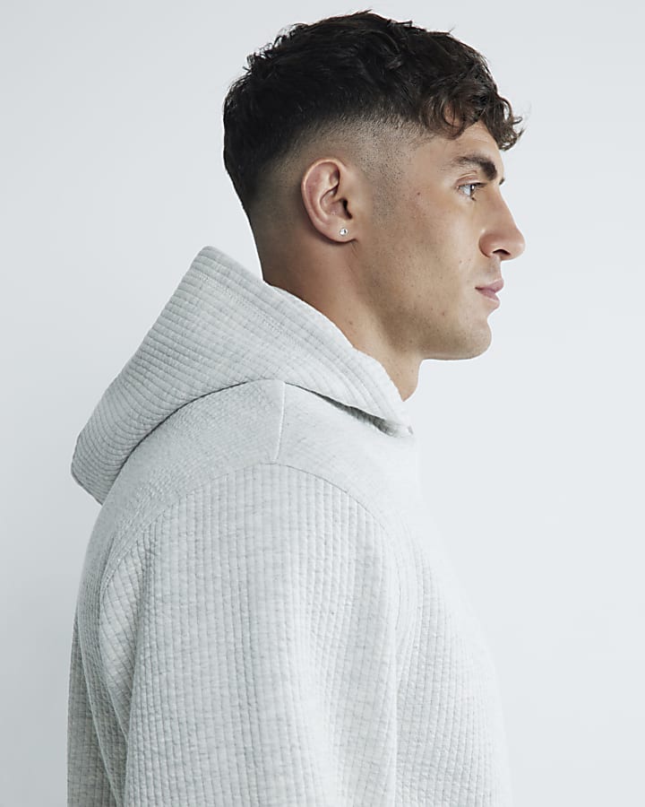 Grey Quilted Hoodie