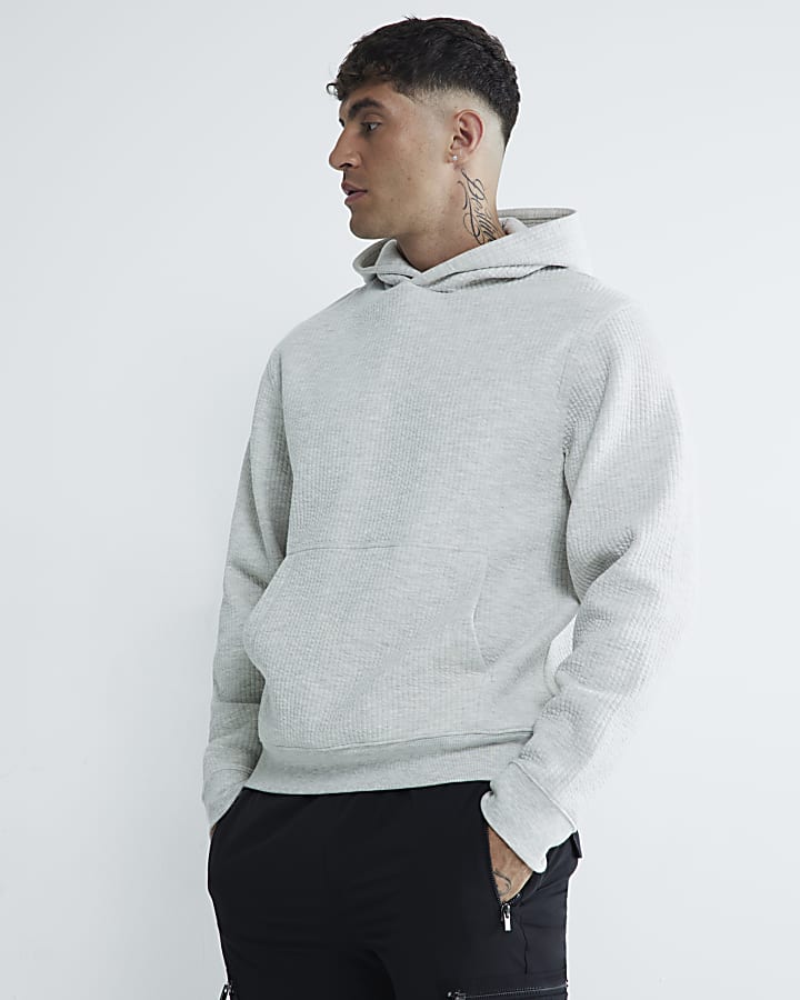 Grey Quilted Hoodie