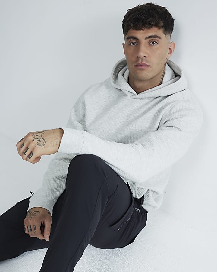 Grey Quilted Hoodie