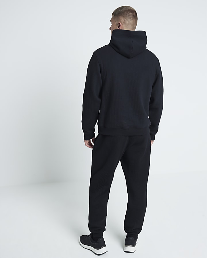 Black Regular Fit Quilted Joggers